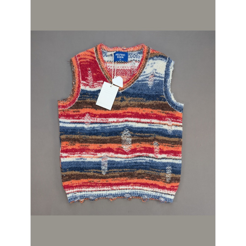 NWT Aelfric Eden Distressed Striped Stretch Sweater Vest